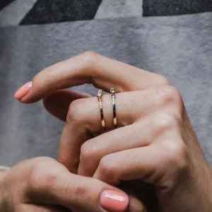 Engagement ring with baguette moissanite and diamonds CASSIA Thumbnail