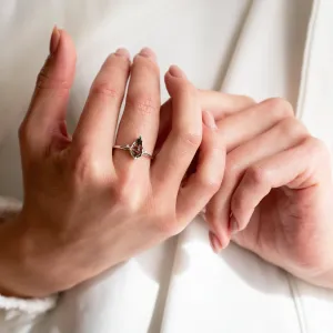 Minimalist ring with rutil quartz and diamonds KIRA Thumbnail