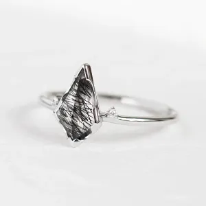 Minimalist ring with rutil quartz and diamonds KIRA Thumbnail