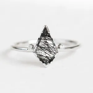Minimalist ring with rutil quartz and diamonds KIRA Thumbnail