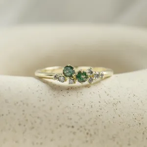 Cluster ring with moss agates and salt and pepper diamonds EVE Thumbnail