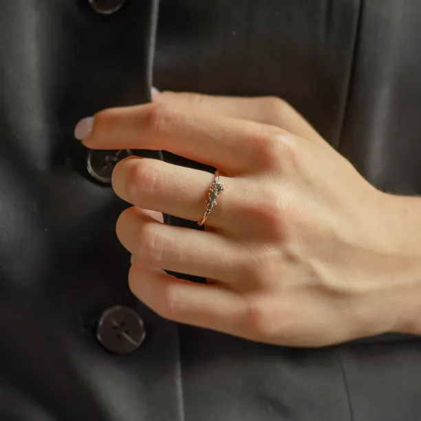 Cluster ring with moss agates and salt and pepper diamonds EVE Image