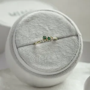 Cluster ring with moss agates and salt and pepper diamonds EVE Thumbnail