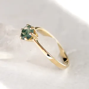 Minimalist gold ring with moss agate STAMI Thumbnail