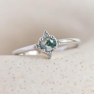 Unusual engagement ring with moss agate and diamonds ALBA Thumbnail
