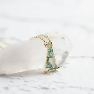 Gold pendant with triangle moss agate ZUZY Thumbnail