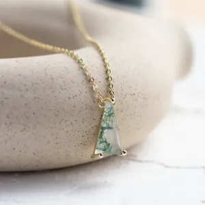 Gold pendant with triangle moss agate ZUZY Thumbnail