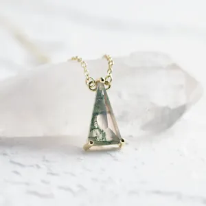 Gold pendant with triangle moss agate ZUZY