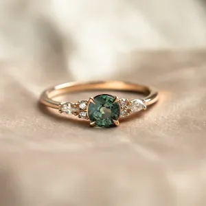 Natural green sapphire and diamond engagement ring MAIDEN