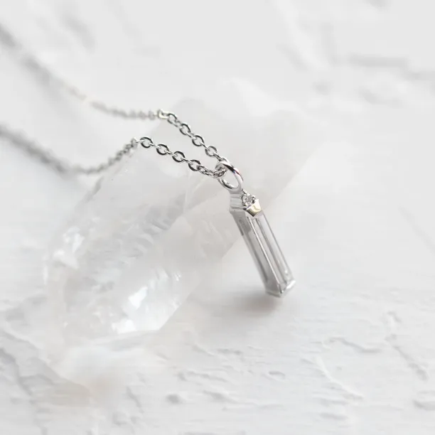 Moissanite and diamond minimalist pendant FELICE Image