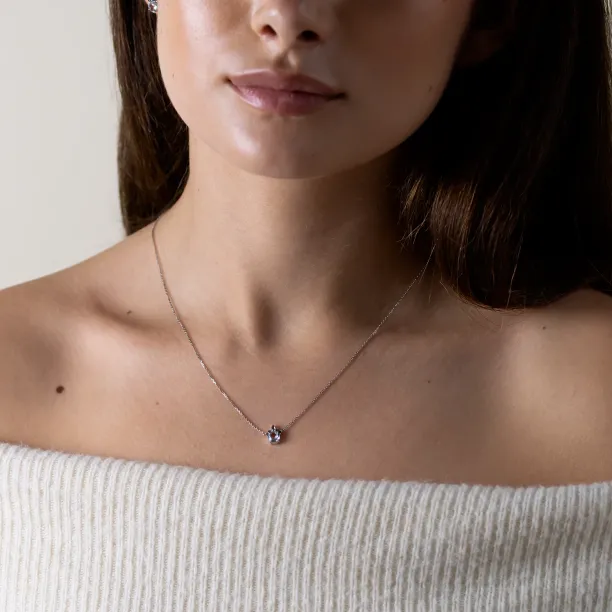 Gold aquamarine and salt &amp; pepper diamond necklace BELLAS Image