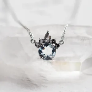 Gold aquamarine and salt &amp; pepper diamond necklace BELLAS