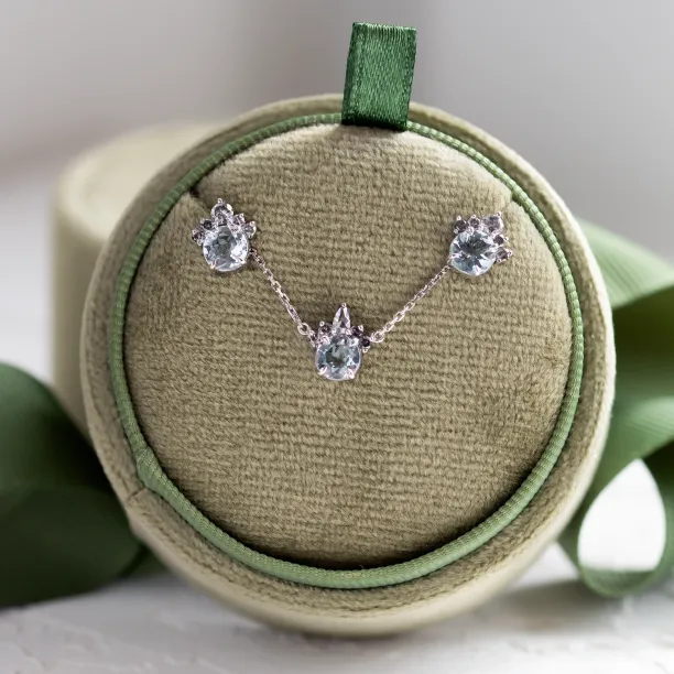 Aquamarine and salt &amp; pepper diamond jewellery set BELLASIN Image