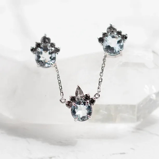 Aquamarine and salt &amp; pepper diamond jewellery set BELLASIN Image