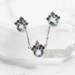 Aquamarine and salt &amp; pepper diamond jewellery set BELLASIN Thumbnail