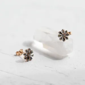 Floral earrings with salt and pepper diamonds FLOWER Thumbnail