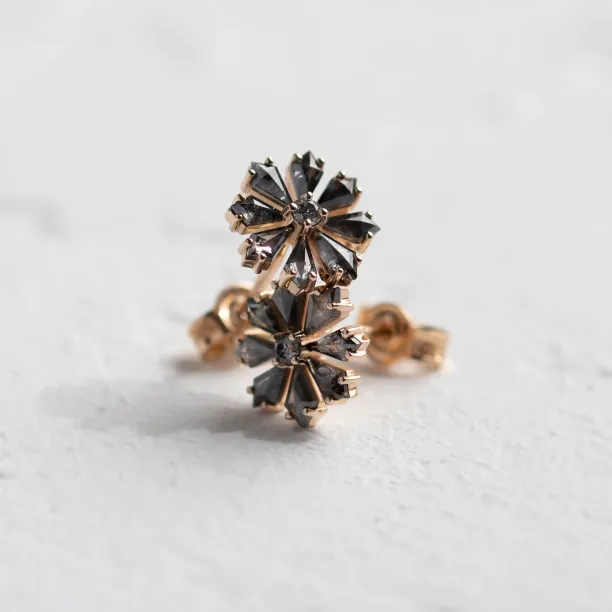 Floral earrings with salt and pepper diamonds FLOWER Image