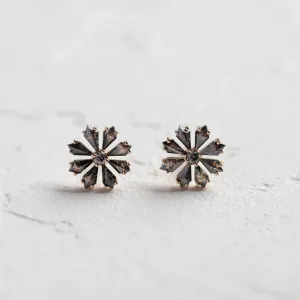 Floral earrings with salt and pepper diamonds FLOWER