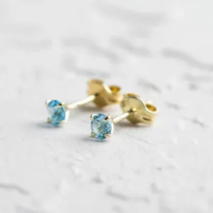 Gold earrings with blue topazes FELI Thumbnail