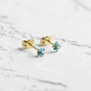 Gold earrings with blue topazes FELI Thumbnail