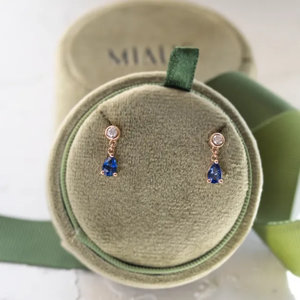 Dangle sapphire diamond earrings CINZIA Image