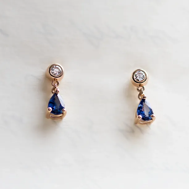 Dangle sapphire diamond earrings CINZIA Image