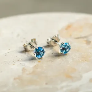 Stud earrings with blue topaz DENIM Thumbnail