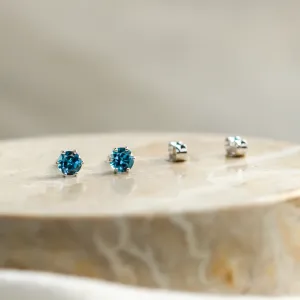 Stud earrings with blue topaz DENIM Thumbnail