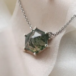 Gold pendant with hexagon moss agate ALISI Thumbnail