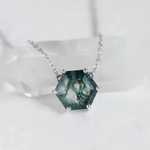 Gold pendant with hexagon moss agate ALISI Thumbnail