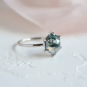 Gold ring with moss agate ELIONOR Thumbnail