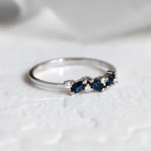 Gold ring with sapphires and round diamonds VALLY Thumbnail