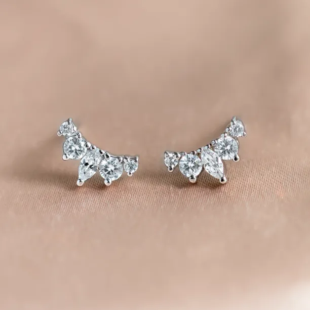 Crawler gold earrings with lab-grown diamonds JAZZ Image