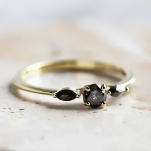 Salt and pepper diamond ring RINA Thumbnail