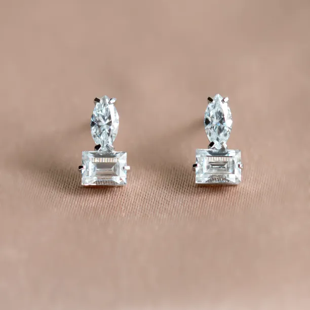 Earrings with baguette and marquise lab-grown diamonds ANNA Image