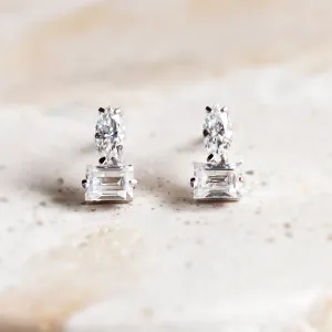Earrings with baguette and marquise lab-grown diamonds ANNA