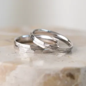 Elegant hammered wedding rings with line LADO Thumbnail