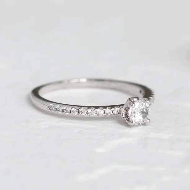 Gold engagement ring with lab created diamonds KATIA Image