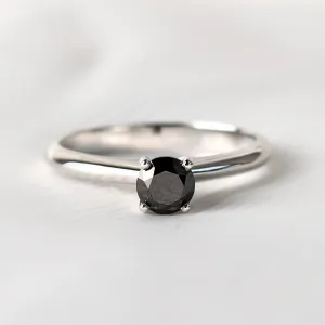 Engagement ring with black diamond FLORA Thumbnail