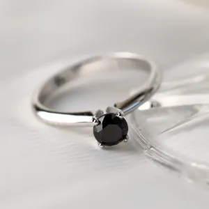Engagement ring with black diamond FLORA Thumbnail