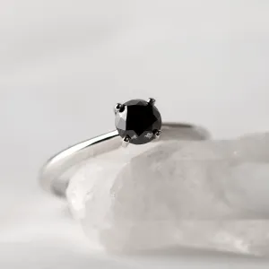 Engagement ring with black diamond FLORA Thumbnail