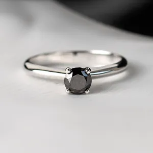 Engagement ring with black diamond FLORA Thumbnail