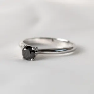 Engagement ring with black diamond FLORA Thumbnail