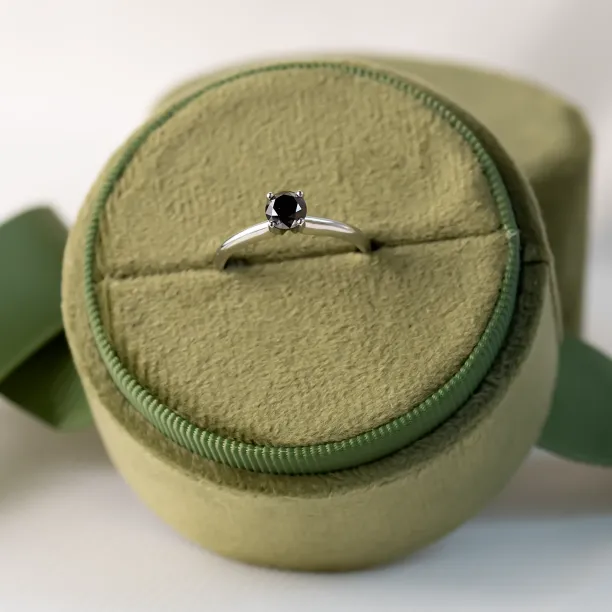 Engagement ring with black diamond FLORA Image