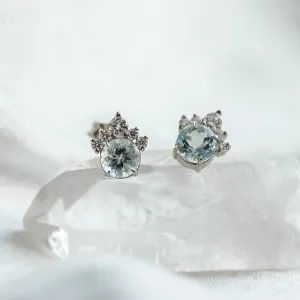 Gold earrings with aquamarines and diamonds DARIA Thumbnail