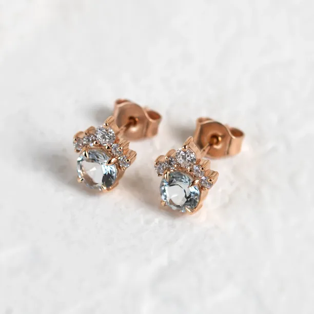 Gold earrings with aquamarines and diamonds DARIA Image