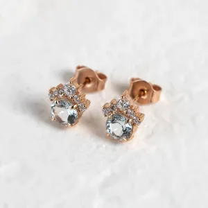 Gold earrings with aquamarines and diamonds DARIA Thumbnail