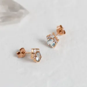 Gold earrings with aquamarines and diamonds DARIA Thumbnail