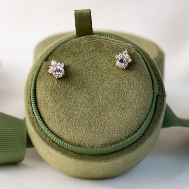 Gold earrings with aquamarines and diamonds DARIA Image