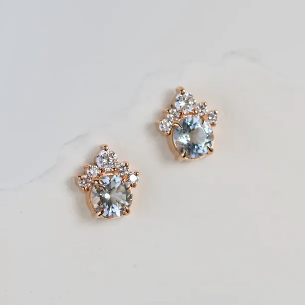 Gold earrings with aquamarines and diamonds DARIA Image